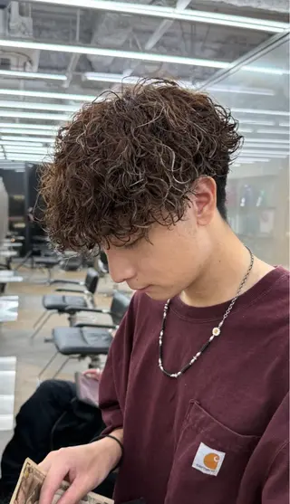 ショート カラー パーマ メンズ キッズ 栄💗レイヤーカット ｜韓国風｜haruのヘアスタイル