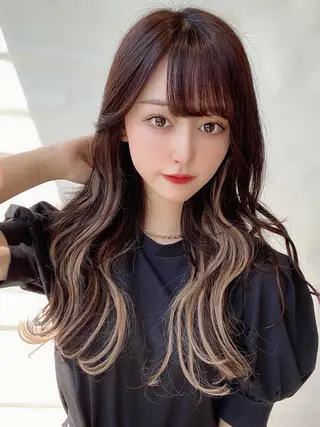 セミロング カラー パーマ 新宿✨顔周りカット 韓国ヘア/坂本亜裟海のヘアスタイル