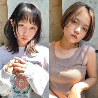 ミディアム カラー 似合わせカラーパーマ 🌿kitin米川のヘアスタイル