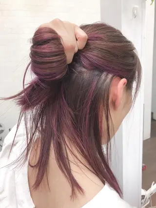 ミディアム カラー ハイライト/インナー /ブリーチ/レイヤーのヘアスタイル