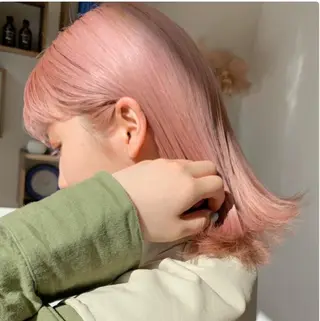 ミディアム カラー 🎀暖色カラー‪ ピンクカラー🌷みゆのヘアスタイル