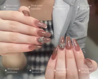 ネイル リボン、ガーリー パーツ放題専門店のネイルデザイン