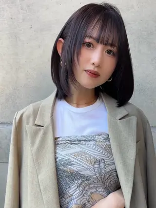 ミディアム まいか🤎髪質改善 ミルクティーボブ🎀のヘアスタイル