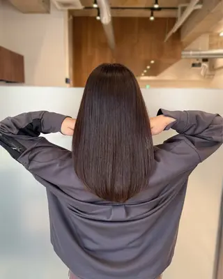 セミロング カラー パーマ 縮毛矯正+モテカラー 🎀✨MIHOのヘアスタイル