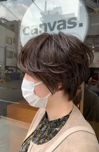 ショート パーマ ボブパーマ 艶カラー/横山大樹のヘアスタイル