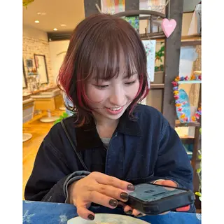 ミディアム カラー ハイトーン/ ダブルカラー/透明感のヘアスタイル