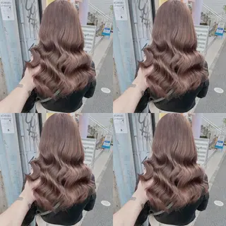 セミロング カラー 韓国ヘア特化💍 tiam💍ブリーチのヘアスタイル