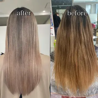 セミロング salowin所属・ハイトーンカラー 馬場みなみのヘアスタイル