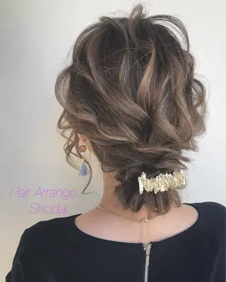 ロング カラー ヘアアレンジ ハイライト、レイヤー カット/西梅田/中西のヘアスタイル