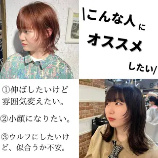 ミディアム カラー 🫧顔周りレイヤー/ ウルフ/縮毛/白倉のヘアスタイル