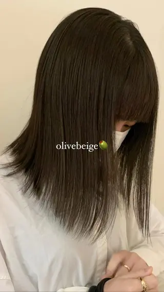 セミロング 落合希 Olivebeigeのヘアスタイル