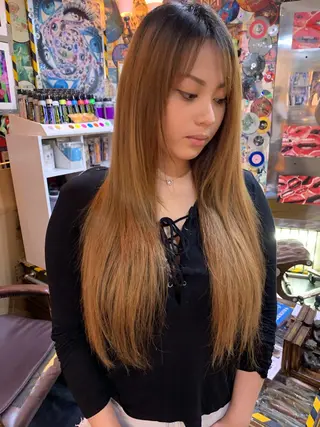 ロング カラー ヘアアレンジ haco+所属・🌈派手髪エクステ ブレイズ🌈ひろとのヘアスタイル