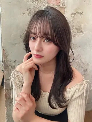セミロング カラー 顔周り/くびれヘア 韓国ヘア💕風間るなのヘアスタイル