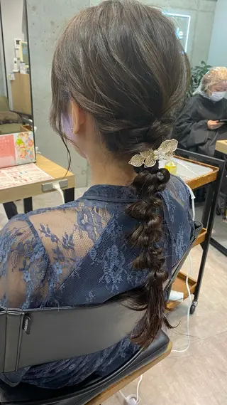 ヘアアレンジ 艶暖色カラー🍒 縮毛矯正ほののヘアスタイル