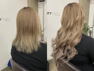 ミディアム プルエクステ界隈 ハイトーン/カツオ✨のヘアスタイル