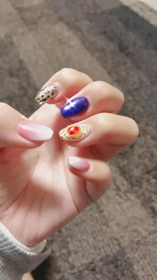 ミディアム カラー キッズ ネイル 💎ビューティサロン 湘南　RIRAN💎のネイルデザイン