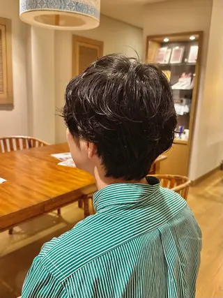 ショート パーマ メンズ 韓国風ﾊﾟｰﾏ❁﻿ fu-ka❁艶ｶﾗｰのヘアスタイル