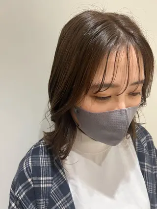 ミディアム カラー 暗髪カラー🫐パーマ おくだりんかのヘアスタイル