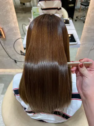 セミロング カラー ボブ/巻ける縮毛矯正 /韓国レイヤーはなのヘアスタイル