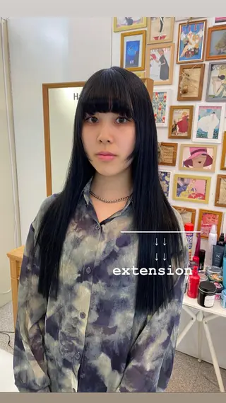 セミロング カラー レイヤーウルフ エクステ磯部のヘアスタイル