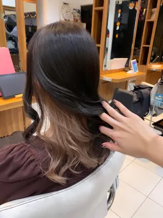 セミロング カラー 脱白髪染め美容師 竹内涼乃のヘアスタイル