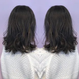 セミロング カラー パーマ 細川 亮のヘアスタイル