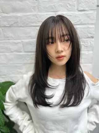 ミディアム カラー 前髪顔まわりカット 🌈中村海聖のヘアスタイル