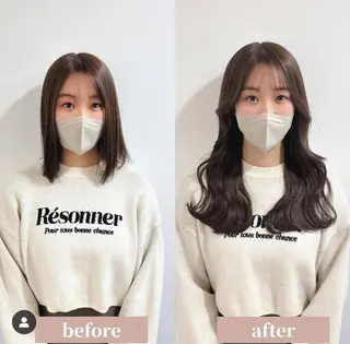 ヘアアレンジ セミロング カラーとエクステ 🌟エクステのヘアスタイル