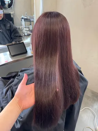 カラー 博多ブリーチ× 透明感/縮毛矯正のヘアスタイル