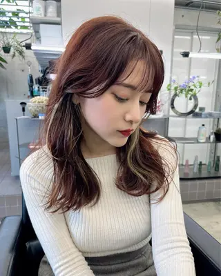 セミロング カラー ダブルカラー/ ケアブリーチ/クニトのヘアスタイル