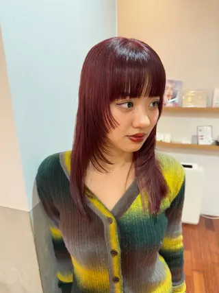 セミロング カラー 顔まわりカット/艶髪 カラー✨けいとのヘアスタイル