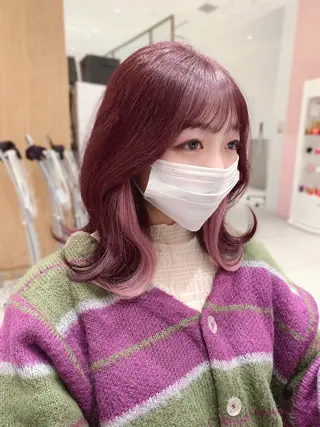 ミディアム カラー 韓国ヘア/レイヤー/ 顔まわり/りょーとのヘアスタイル
