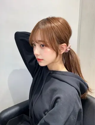 セミロング カラー ヘアアレンジ 顔周りカット/髪質改 善/新宿/畑中稔里のヘアスタイル