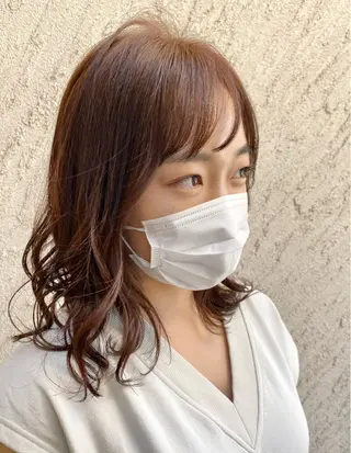 ミディアム パーマ 艶髪カラー✨ デジタルパーマ✨植松のヘアスタイル