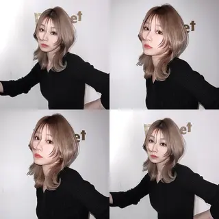 セミロング カラー Pocket仙台 💚モエリのヘアスタイル