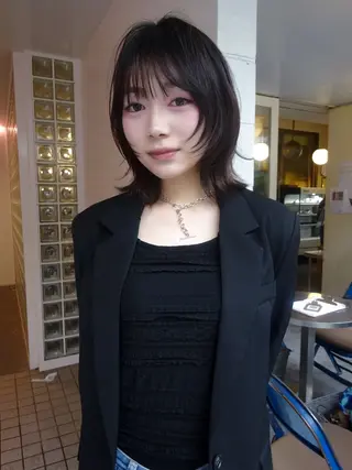 ミディアム カラー ボブ/似合わせ レイヤーcocomoのヘアスタイル