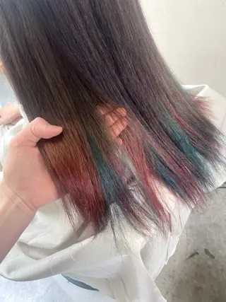 セミロング ブリーチなしWカラー /酸性ストレート河本のヘアスタイル