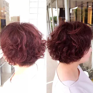 ショート カラー パーマ 🌙似合わせ🐈‍⬛ ケア✨又吉のヘアスタイル