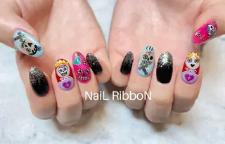 ネイル ネイルリボン 受付スタッフのネイルデザイン