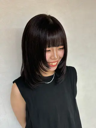 ミディアム カラー Iris by artina 武蔵小杉店【イリス バイ アルティナ】所属・🎼レイヤー/顔周り カット/nene♬のヘアスタイル