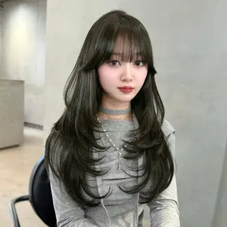 ロング カラー モテ韓国ヘア/ レイヤー🤍RIKAのヘアスタイル