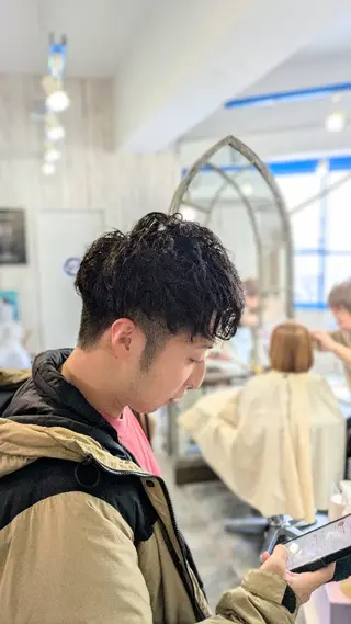 メンズ ショート パーマ メンズパーマ/顔周り レイヤーカット/えののヘアスタイル