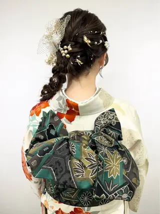 ロング ヘアアレンジ YUMEYAKATA 五条店のヘアスタイル