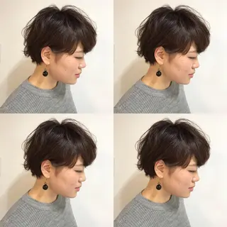 ショート カラー パーマ 嶋佐 昌大 シマサマオのヘアスタイル