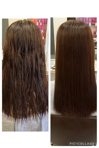 セミロング カラー パーマ ブリーチ&ストレート 長谷川勇人のヘアスタイル