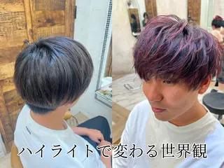 メンズ 縮毛矯正/ブリーチ なしダブルカラー輝希のヘアスタイル