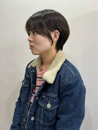 ショート 切りっぱなしボブ/ ブリーチカラー/大塚のヘアスタイル