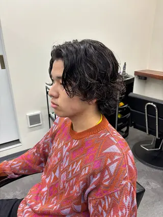 パーマ メンズ スパイキーパーマ 柏NO1 藤本葉のヘアスタイル