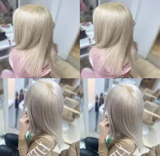 ミディアム カラー ヘアアレンジ メンズ キッズ ネイル マツエク・マツパ アイブロウ 🌟ブリーチ特化型 ハイトーンカラー🌟のヘアスタイル