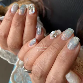 ネイル amuse 手書きニュアンスのネイルデザイン